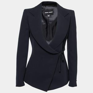 NWT Giorgio Armani women’s navy crepe wrap jacket / blazer, size 42